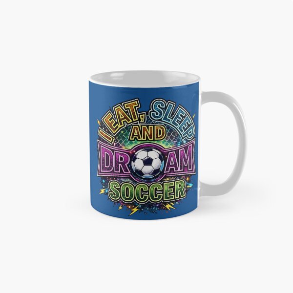 Aperçu de l'œuvre Manger, dormir, rêver. Typographie néon pour fan de football. Design coloré pour amoureux du football. créée et vendue par digitalbob60.