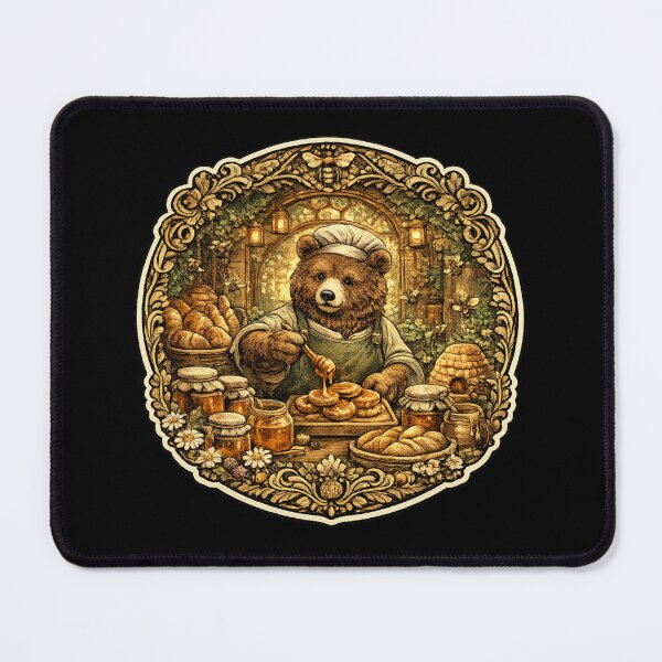 Item preview, Cozy Bear Baker Shirt | Honey Bakery | Woodland Bread Baker | Cottagecore Kitchen Art designed and sold by MrDev.
