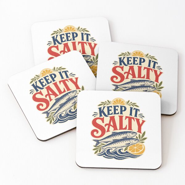 Item preview, Keep It Salty - Retro Sardine Coastal Quote designed and sold by GoverArt.