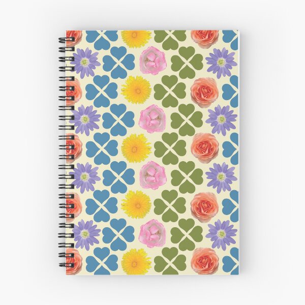 Item preview, Spring Flowers & Hearts Clusters Vertical Zig Zag Blue/Green on Cream designed and sold by Digitalmyth's Designs.