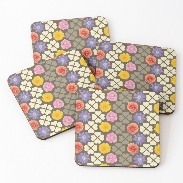 Item preview, Spring Flowers & Hearts Clusters Vertical Zig Zag Brown & Tan designed and sold by Digitalmyth's Designs.