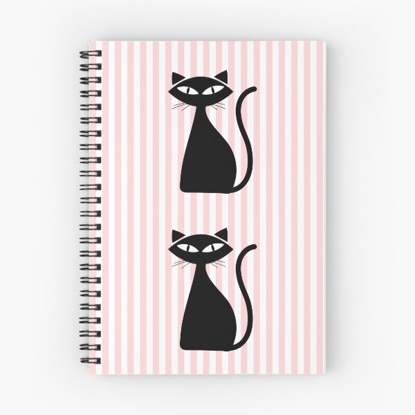 Item preview, Retro Black Cat on Pink Stripes designed and sold by The Retromotel.