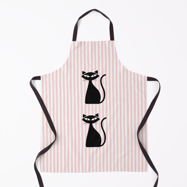 Item preview, Retro Black Cat on Pink Stripes designed and sold by The Retromotel.
