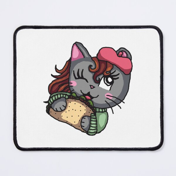 Item preview, Cute Gray Cat Eating Taco Funny Cartoon Illustration designed and sold by TacoCatDesign.