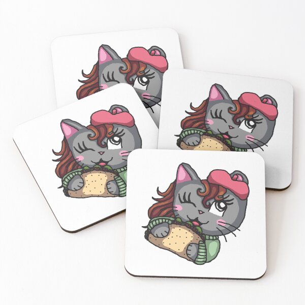 Item preview, Cute Gray Cat Eating Taco Funny Cartoon Illustration designed and sold by TacoCatDesign.