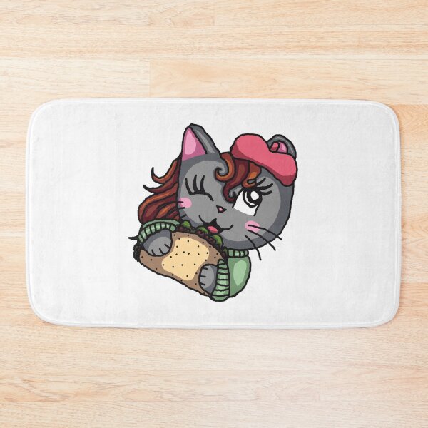 Item preview, Cute Gray Cat Eating Taco Funny Cartoon Illustration designed and sold by TacoCatDesign.
