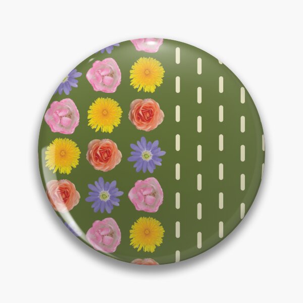 Item preview, Flower & Dashed Wide Vertical Stripe on Green designed and sold by Digitalmyth's Designs.