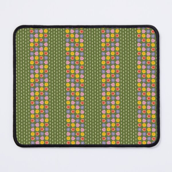 Item preview, Flower & Dashed Wide Vertical Stripe on Green designed and sold by Digitalmyth's Designs.