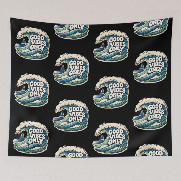 Item preview, Good Vibes Only Retro Surf Wave Beach Graphic T Shirt designed and sold by FestivityFinds.