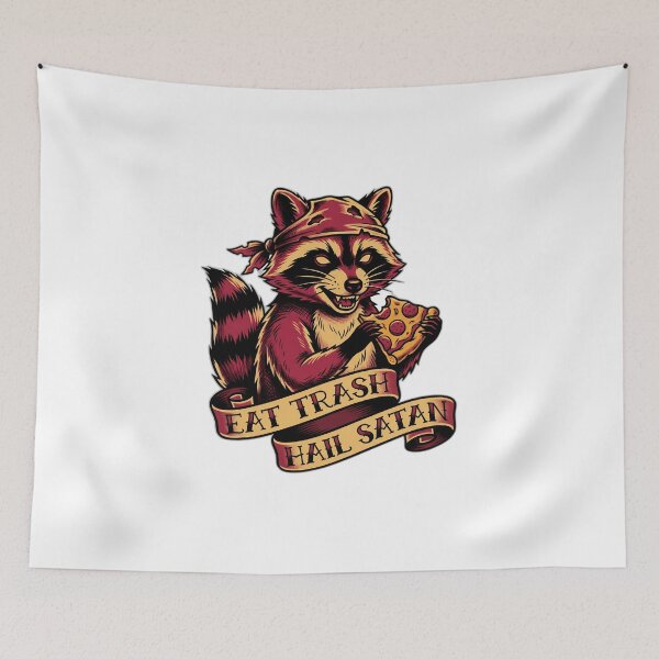 Item preview, Eat Trash Hail Satan Funny Raccoon Tattoo designed and sold by ryanguas.