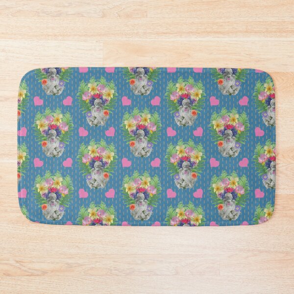 Item preview, Angel with Flowers & Hearts on Dashed Vertical Stripe on Blue designed and sold by Digitalmyth's Designs.