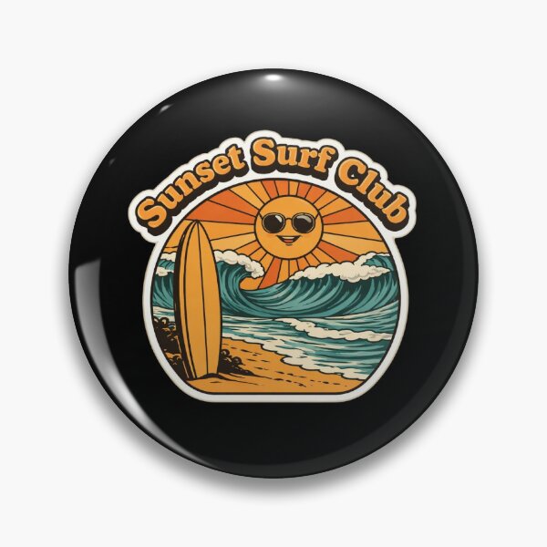 Item preview, Sunset Surf Club Retro Beach Wave Surfing Sticker designed and sold by FestivityFinds.