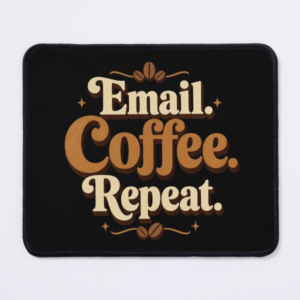Item preview, Email. Coffee. Repeat. | Funny Office Coffee Retro Typography designed and sold by Irene Catchmind.