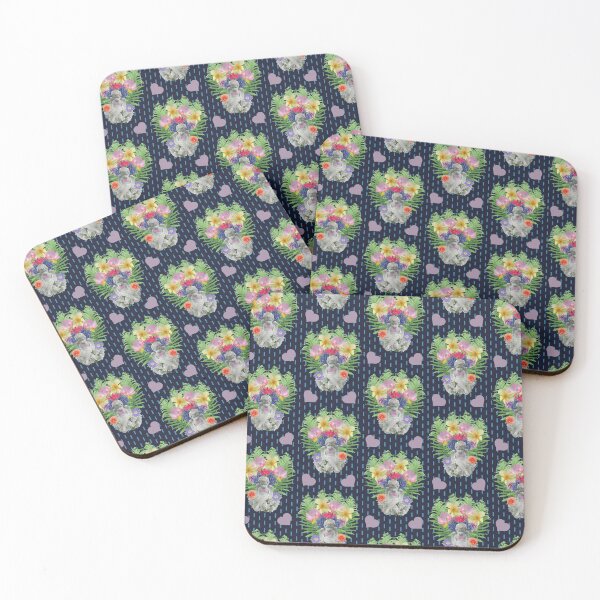 Item preview, Angel with Spring Flowers & Hearts on Dashed Vertical Stripe on Navy designed and sold by Digitalmyth's Designs.