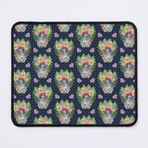 Item preview, Angel with Spring Flowers & Hearts on Dashed Vertical Stripe on Navy designed and sold by Digitalmyth's Designs.