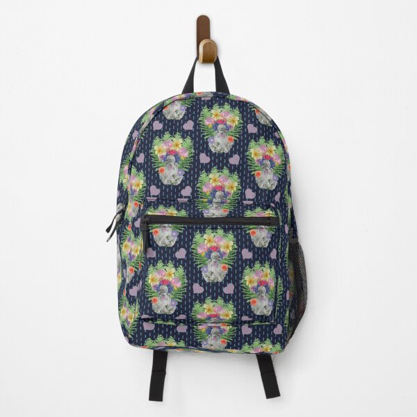 Item preview, Angel with Spring Flowers & Hearts on Dashed Vertical Stripe on Navy designed and sold by Digitalmyth's Designs.
