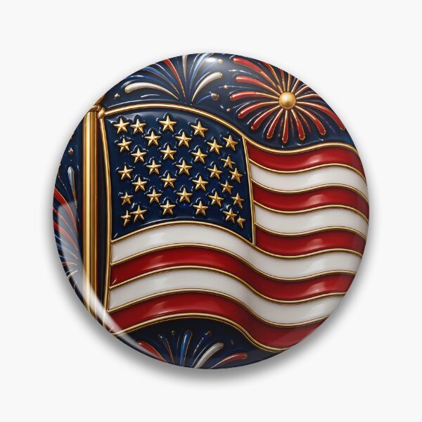 Item preview, American Flag Fireworks Medallion America 250 designed and sold by Buttonquill.