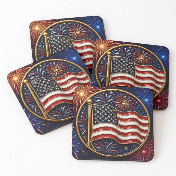 Item preview, American Flag Fireworks Medallion America 250 designed and sold by Buttonquill.