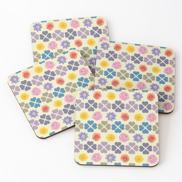 Item preview, Spring Flowers & Hearts Clusters Horizontal Stripes on Cream designed and sold by Digitalmyth's Designs.