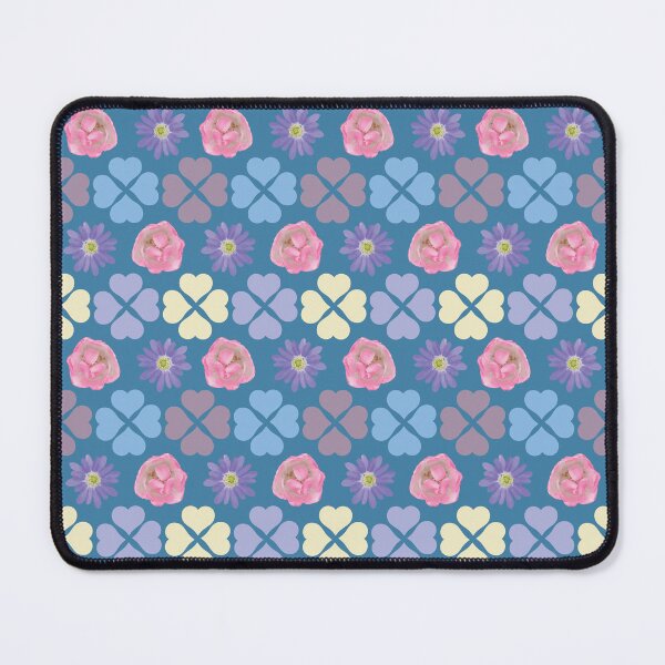 Item preview, Spring Flowers & Hearts Clusters Horizontal Stripes on Blue designed and sold by Digitalmyth's Designs.