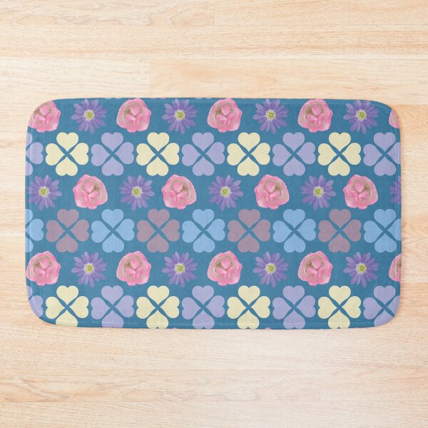 Item preview, Spring Flowers & Hearts Clusters Horizontal Stripes on Blue designed and sold by Digitalmyth's Designs.