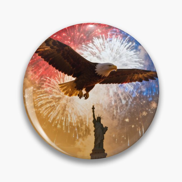 Item preview, Eagle Over Lady Liberty Fireworks America 250 designed and sold by Buttonquill.