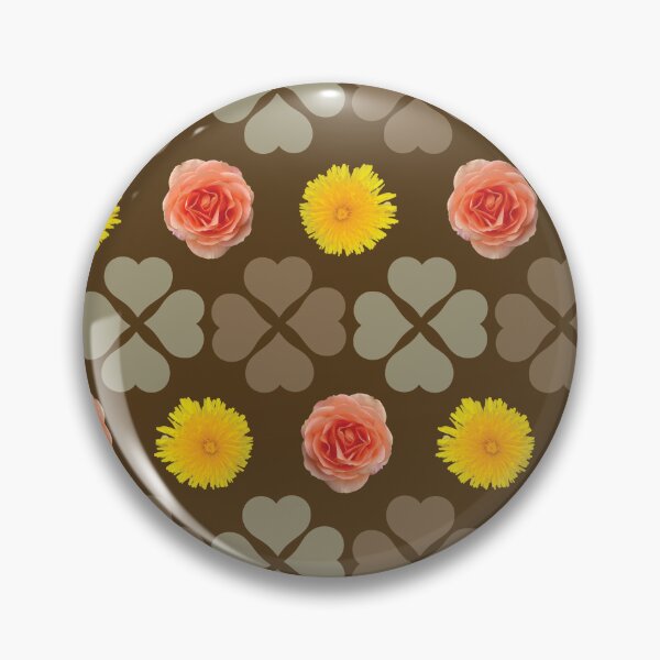 Item preview, Spring Flowers & Hearts Clusters Horizontal Stripes on Brown designed and sold by Digitalmyth's Designs.