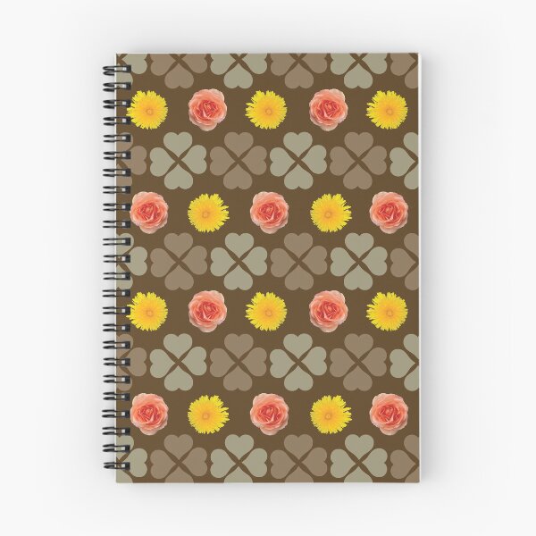 Item preview, Spring Flowers & Hearts Clusters Horizontal Stripes on Brown designed and sold by Digitalmyth's Designs.
