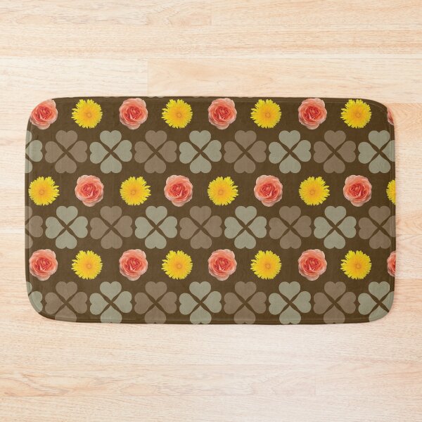 Item preview, Spring Flowers & Hearts Clusters Horizontal Stripes on Brown designed and sold by Digitalmyth's Designs.