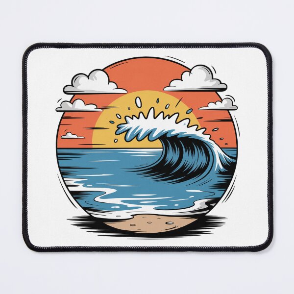 Item preview, Retro Ocean Wave Sunset Surf Illustration Beach Coastal Art Mug designed and sold by FestivityFinds.