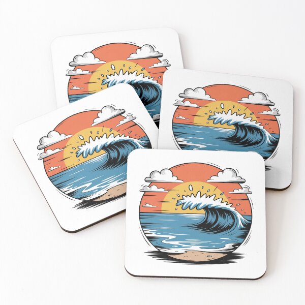 Item preview, Retro Ocean Wave Sunset Surf Illustration Beach Coastal Art Mug designed and sold by FestivityFinds.