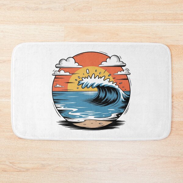 Item preview, Retro Ocean Wave Sunset Surf Illustration Beach Coastal Art Mug designed and sold by FestivityFinds.