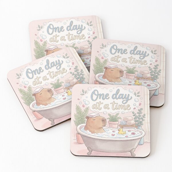 Item preview, One Day at a Time Capybara Bathing | Cute Relaxing Animal Affirmation | Mental Health & Self-Care  designed and sold by Softbear Atelier.