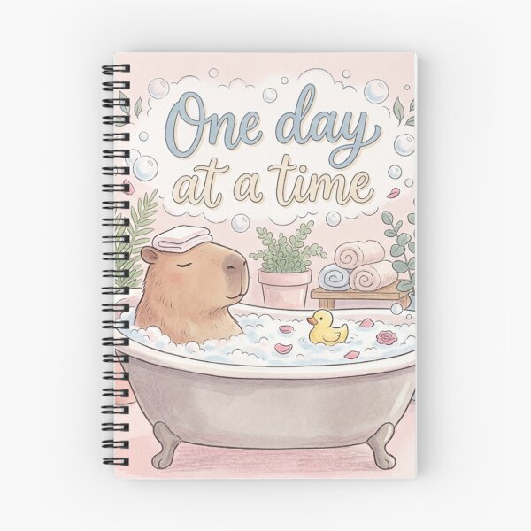 Item preview, One Day at a Time Capybara Bathing | Cute Relaxing Animal Affirmation | Mental Health & Self-Care  designed and sold by Softbear Atelier.