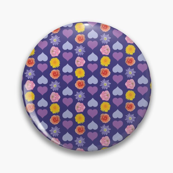 Item preview, Flower & Heart Vertical Stripe on Purple designed and sold by Digitalmyth's Designs.