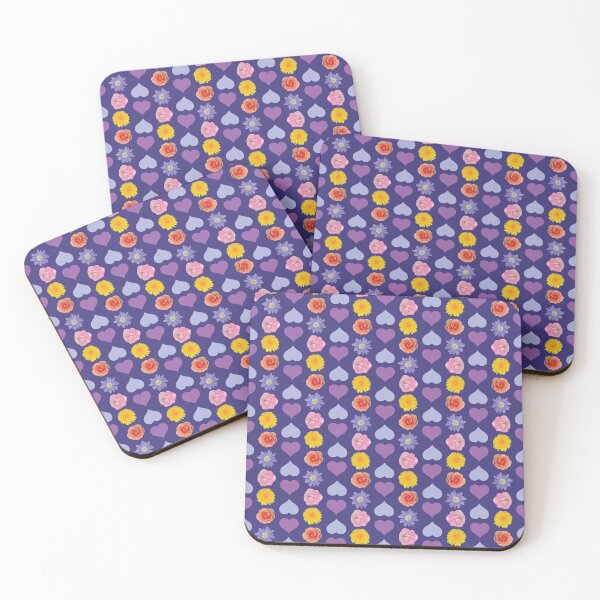 Item preview, Flower & Heart Vertical Stripe on Purple designed and sold by Digitalmyth's Designs.