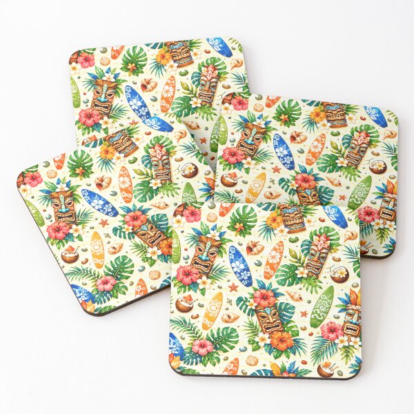 Item preview, Tropical Tiki Pattern With Palm Leaves, Hyacinths, Surfboards designed and sold by DEC02.