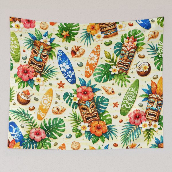 Item preview, Tropical Tiki Pattern With Palm Leaves, Hyacinths, Surfboards designed and sold by DEC02.