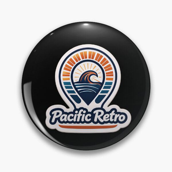 Item preview, Pacific Retro Vintage Surf Wave Sunburst Badge designed and sold by FestivityFinds.