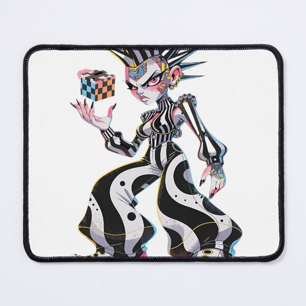 Item preview, Stylized Punk Character with Spiked Hair and Skateboard in Bold Black and White Design designed and sold by Creative88Art.