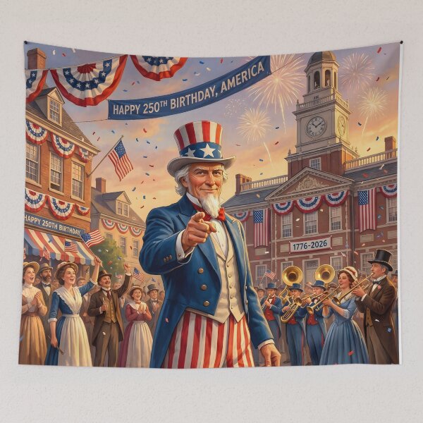 Item preview, Uncle Sam 250th Birthday Parade America 250 designed and sold by Buttonquill.