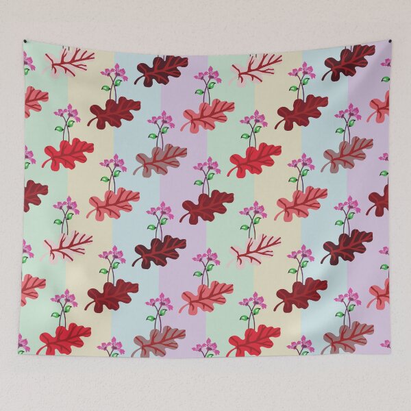Item preview, Floral and Leaf Seamless Striped Pattern designed and sold by PowerAntShop.