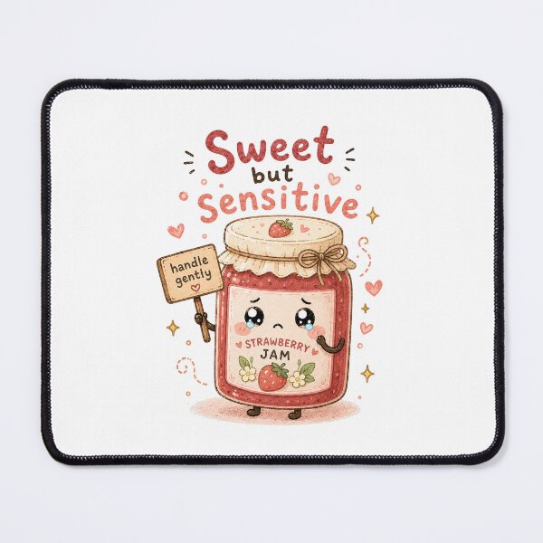Item preview, Sweet But Sensitive Kawaii Strawberry Jam Sticker designed and sold by InkWanderStudio.