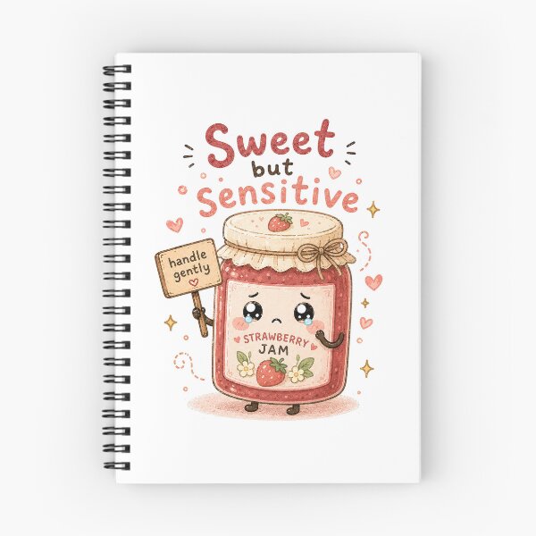 Item preview, Sweet But Sensitive Kawaii Strawberry Jam Sticker designed and sold by InkWanderStudio.
