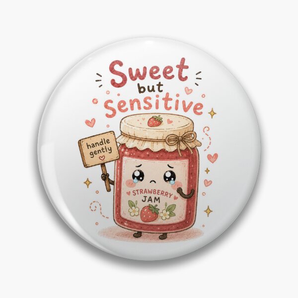 Item preview, Sweet But Sensitive Kawaii Strawberry Jam Sticker designed and sold by InkWanderStudio.