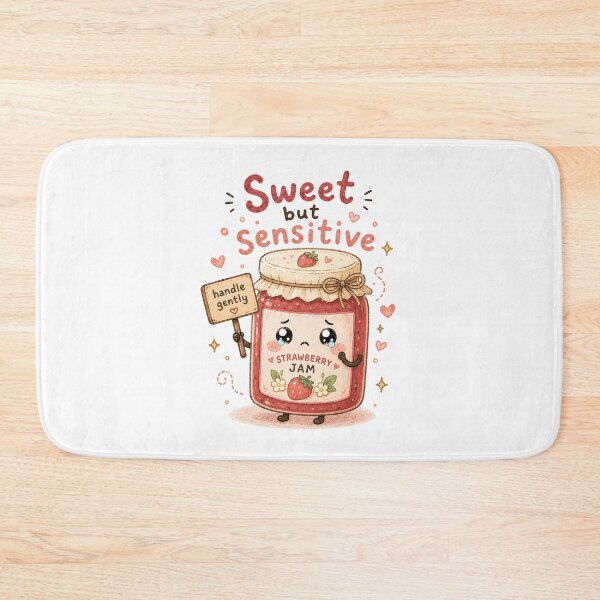 Item preview, Sweet But Sensitive Kawaii Strawberry Jam Sticker designed and sold by InkWanderStudio.