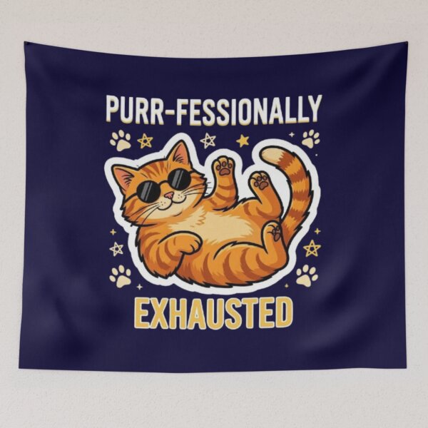 Item preview, Purr-fessionally Exhausted Funny Lazy Cat T-Shirt designed and sold by HopeAndHustle.