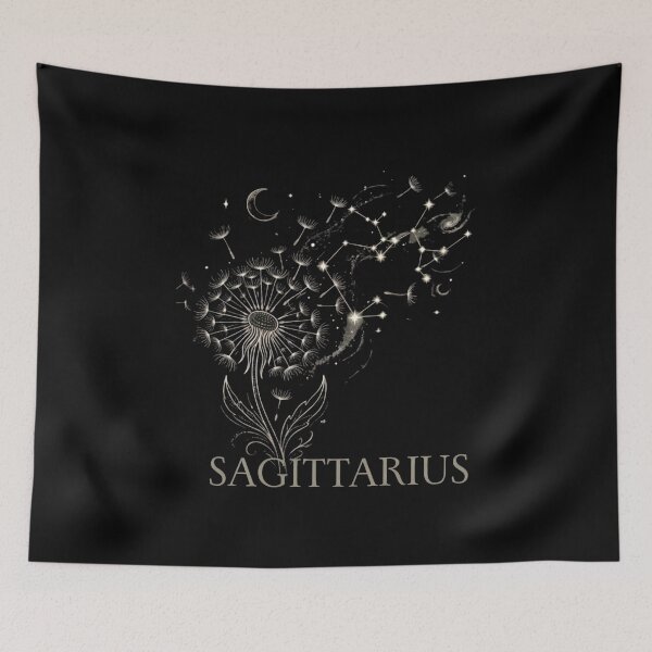 Item preview, ​Sagittarius Zodiac Dandelion Constellation Celestial Art designed and sold by SilentFlower.