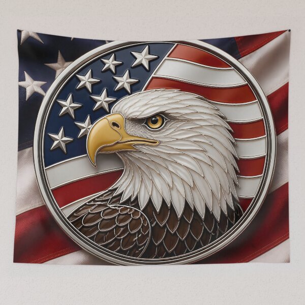 Item preview, Bald Eagle American Flag Medallion America 250 designed and sold by Buttonquill.