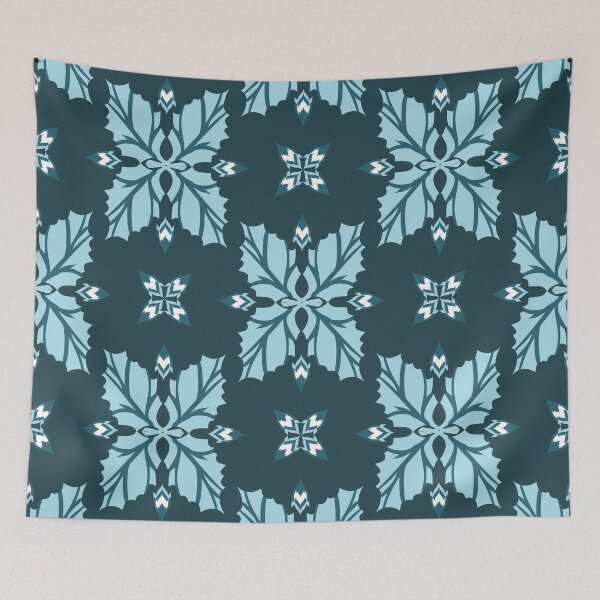 Item preview, Dark Blue Decorative Floral Leaf Pattern designed and sold by PowerAntShop.
